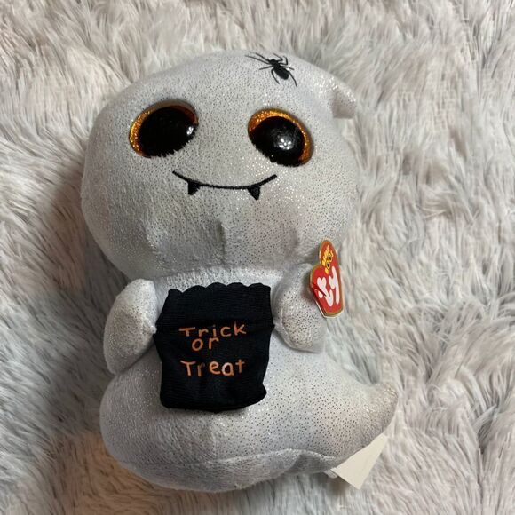 Ty HAUNTS -Sparkly White w/Gold Glitter Ghost - Picture 1 of 5